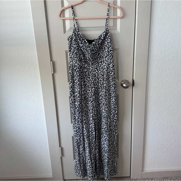 J.Crew Tie-front wide-leg jumpsuit in floral print black and white size 8 - Picture 8 of 10